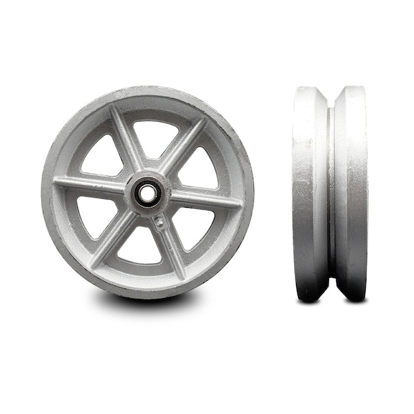 SCC -8" Semi Steel Cast Iron V-Groove Wheel Only w/Ball Bearing- 1400 lbs Cpty